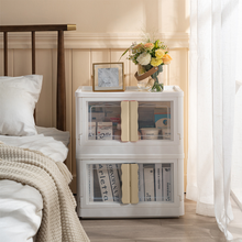 Load image into Gallery viewer, Folding and Stackable Container with Doors and Handles, Set of 2
