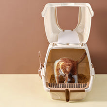 Load image into Gallery viewer, Large Cat Litter Box with Scoop, Front Entry, Khaki