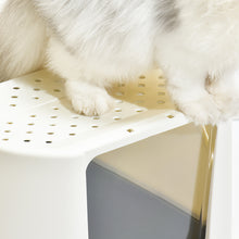 Load image into Gallery viewer, Flip-Top Jumbo Cat Litter Box with Scoop, Front Entry and Top Exit, White&Gray