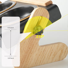 Load image into Gallery viewer, Pet Bowl Set with Ceramic Bowl and Iron-Wood Stand, Adjustable Height & Angle