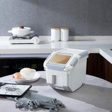 Load image into Gallery viewer, Food Storage Container with Measuring Cup, White & Gray