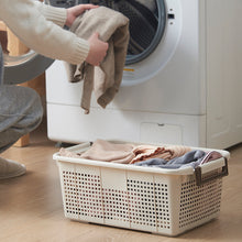 Load image into Gallery viewer, Stackable Storage Basket Organizer with Handle, Off White