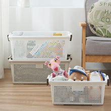 Load image into Gallery viewer, Stackable Storage Basket Organizer with Handle, Off White