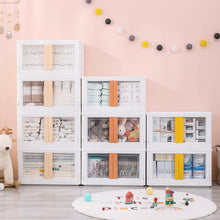 Load image into Gallery viewer, Folding and Stackable Container with Doors and Handles, Set of 2