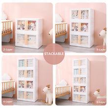 Load image into Gallery viewer, Folding and Stackable Container with Doors and Handles, Set of 2