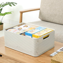 Load image into Gallery viewer, Folding and Stackable Storage Bin with Lid, 30 Liter, Set of 3, Beige