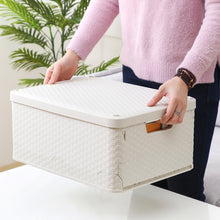 Load image into Gallery viewer, Folding and Stackable Storage Bin with Lid, 30 Liter, Set of 3, Beige