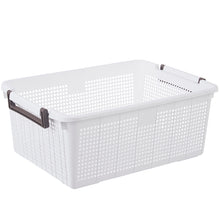 Load image into Gallery viewer, Stackable Storage Basket Organizer with Handle, Off White