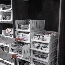 Load image into Gallery viewer, Folding and Stackable Storage Shelf, Set of 4, White