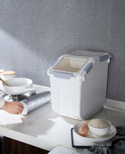 Load image into Gallery viewer, Food Storage Container with Measuring Cup, White & Gray