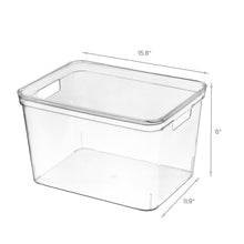 Load image into Gallery viewer, Storage Bin Organizer with Durable Lid and Latch, 17 Liter, Set of 4, Clear