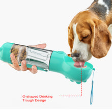 Load image into Gallery viewer, 3 in 1 Dog Travel Bottle Set with 10 oz Drinking Feeder, Food Box and Trash Bag Storage, for Pets Outdoor Walking and Traveling