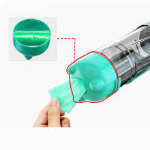 Load image into Gallery viewer, 3 in 1 Dog Travel Bottle Set with 17 oz Drinking Feeder, Food Box and Trash Bag Storage, for Pets Outdoor Walking and Traveling