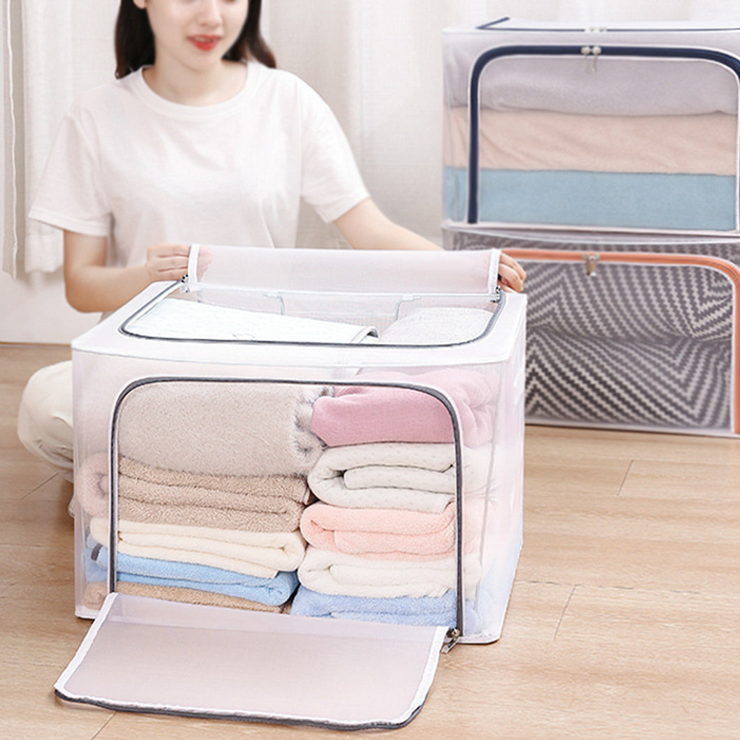 Foldable Storage Bins Organizer with Durable Handles, Metal Frame, 3 Pack