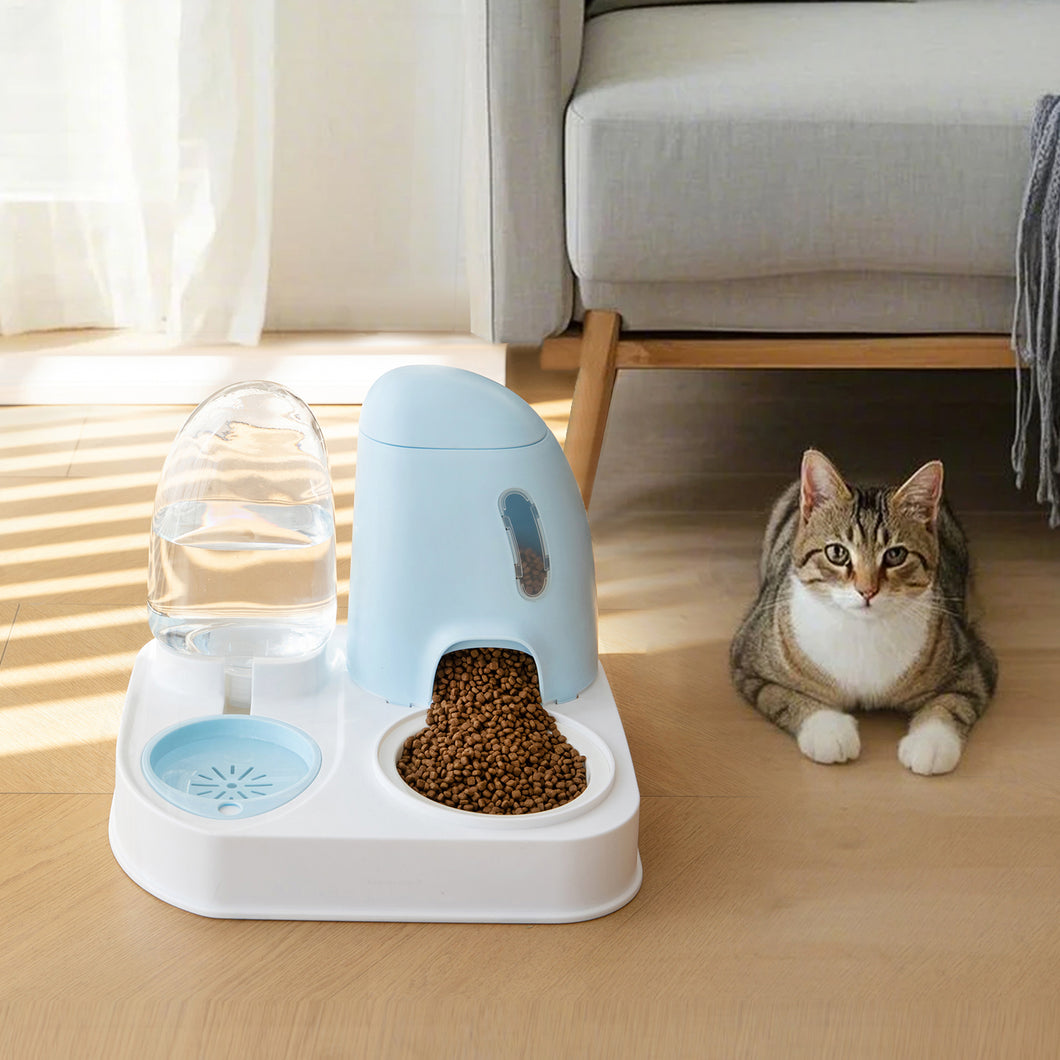 2-in-1 Pet Feeder Set with Automatic Water Dispenser, for Puppy and Cat