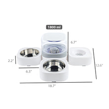 Load image into Gallery viewer, 3-in-1 Pet Feeder Set with Automatic Water Dispenser, for Puppy and Cat, White&amp;Gray
