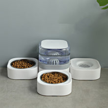 Load image into Gallery viewer, 3-in-1 Pet Feeder Set with Automatic Water Dispenser, for Puppy and Cat, White&amp;Gray
