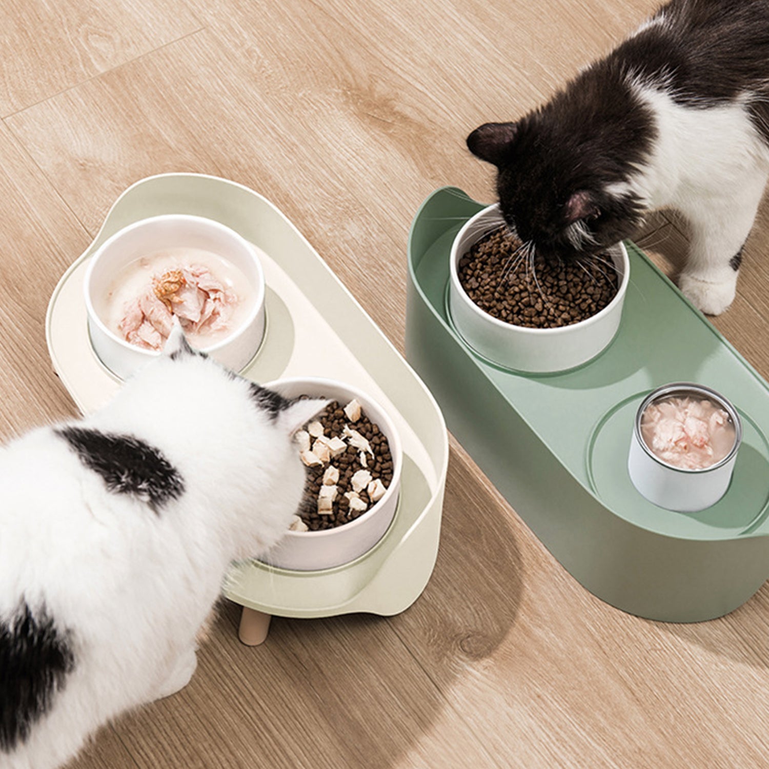 HANAMYA Dog Food Dispensing Container Slow Feeder with Press Button in  White 