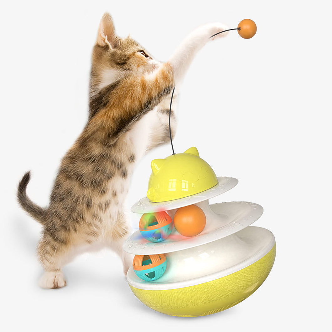 2-Layer Track Tower Cat Toy with Cat Balls