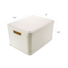 Load image into Gallery viewer, Folding and Stackable Storage Bin with Lid, 30 Liter, Set of 3, Beige
