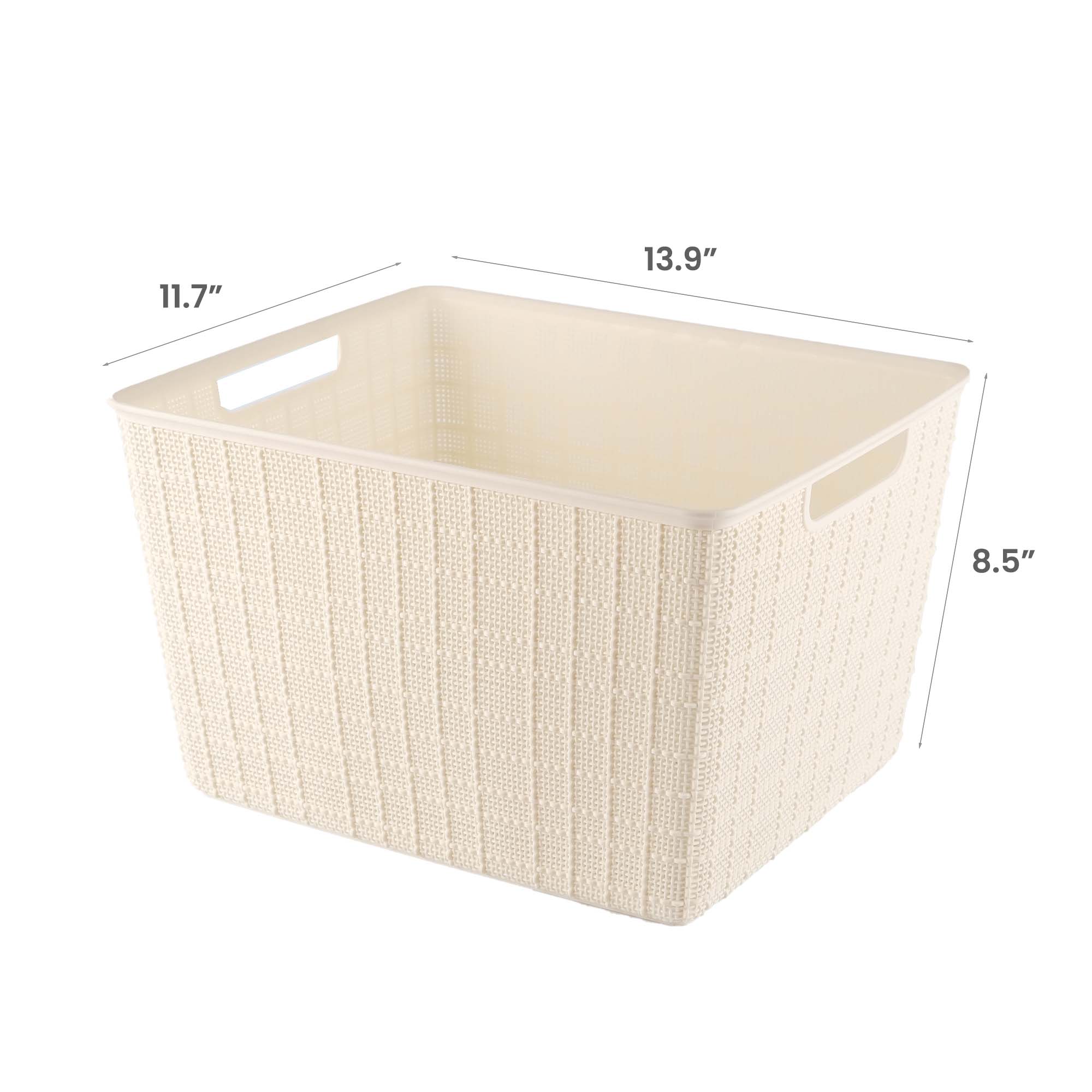 HANAMYA Folding and Stackable Storage Bin with Lid, 30 Liter, Set of 3, Beige