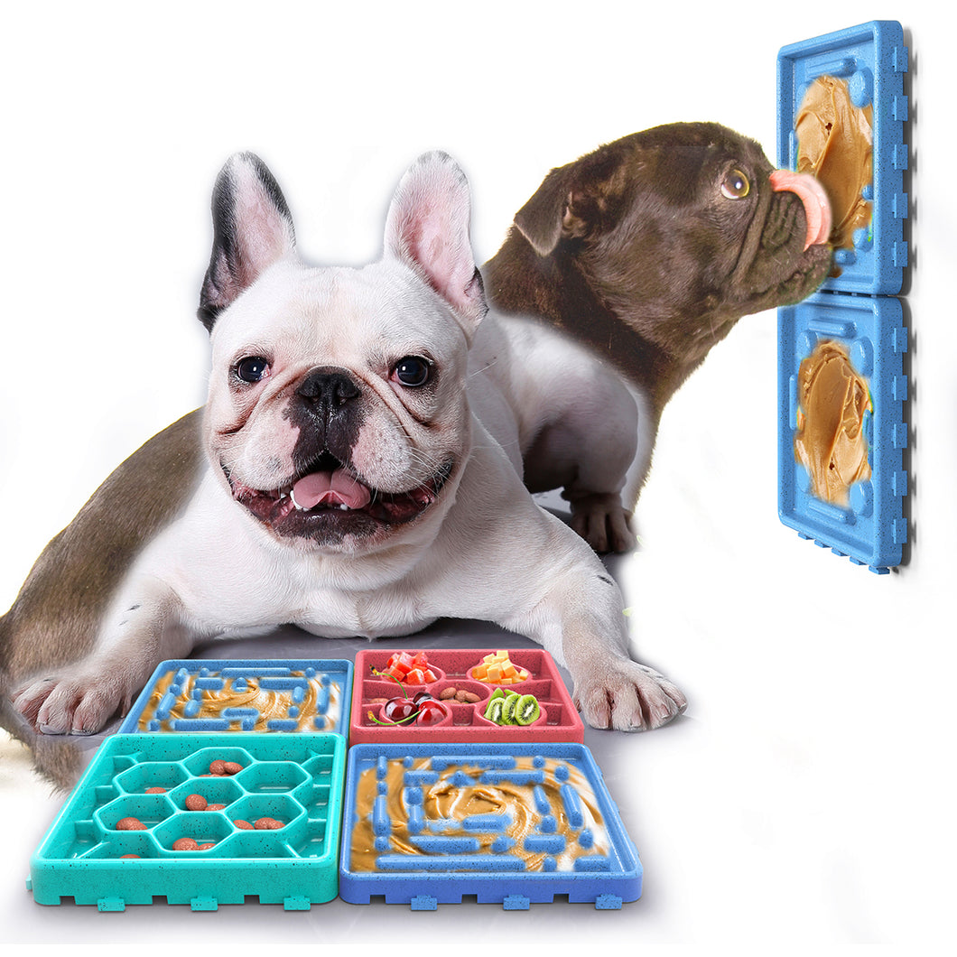 Pet Slow Treat Dispensing Mat Set ( 4-Plate) | Slow Feeder, Multi-color