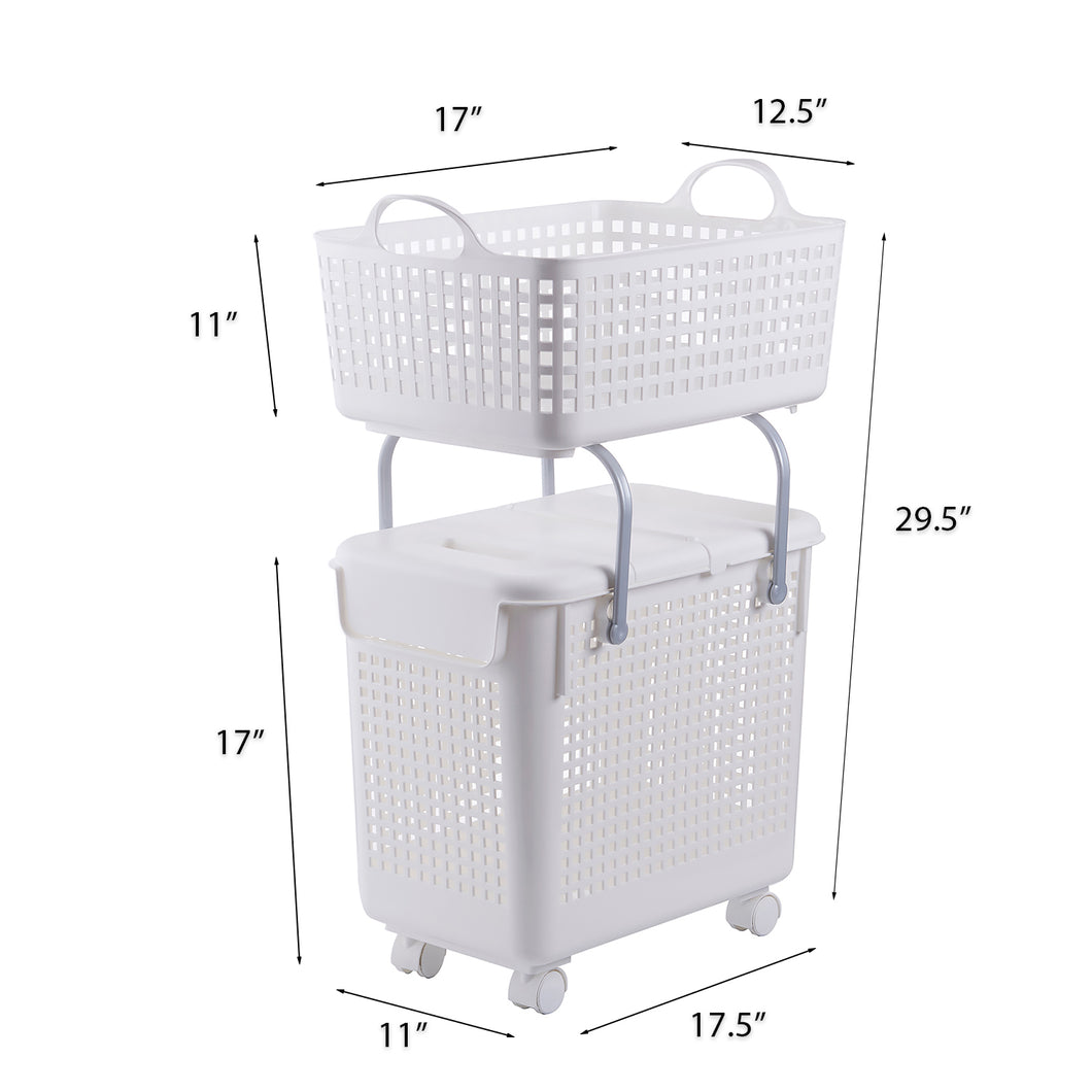 2-in-1 Laundry Hamper and Basket Set, White