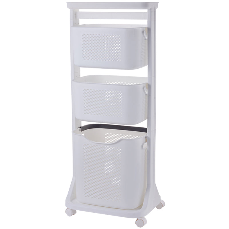 3-Portable Basket Rolling Cart with Top Shelf