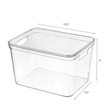 Load image into Gallery viewer, Storage Bin Organizer with Durable Lid and Latch, 17 Liter, Set of 4, Clear
