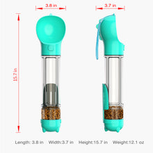 Load image into Gallery viewer, 3 in 1 Dog Travel Bottle Set with 17 oz Drinking Feeder, Food Box and Trash Bag Storage, for Pets Outdoor Walking and Traveling
